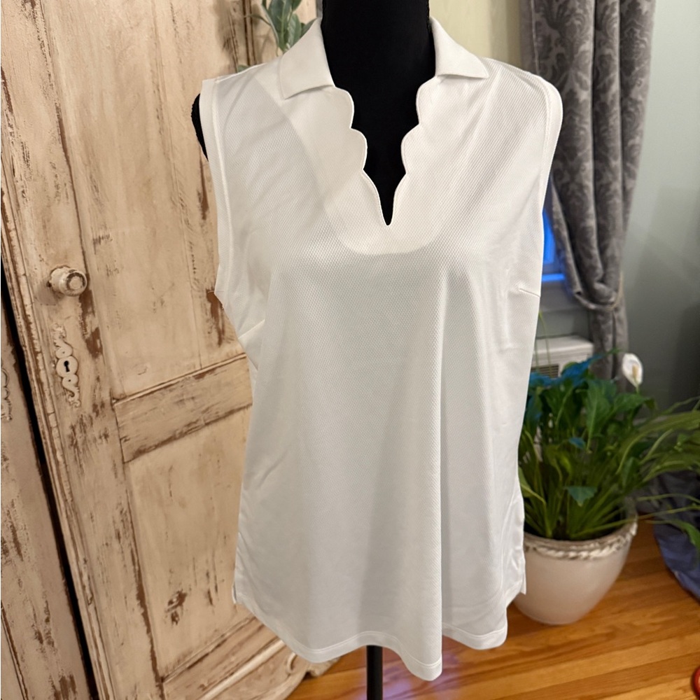 Walter Hagen womens Clubhouse Golf sleeveless Polo. White. Size L NWT
